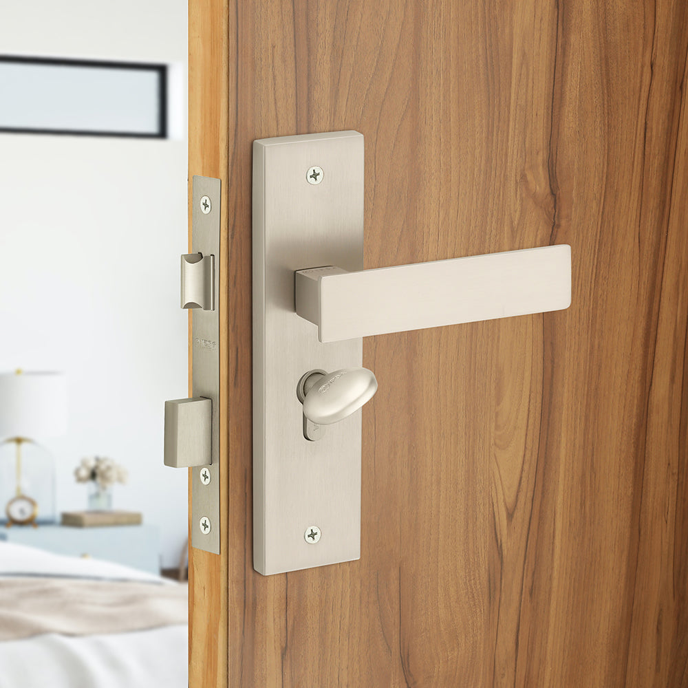 IPSA Sage Moderna Handle Series on 8" Plate CYS Lockset with 60mm Coin and Knob - Matte Satin Nickel Finish MSS